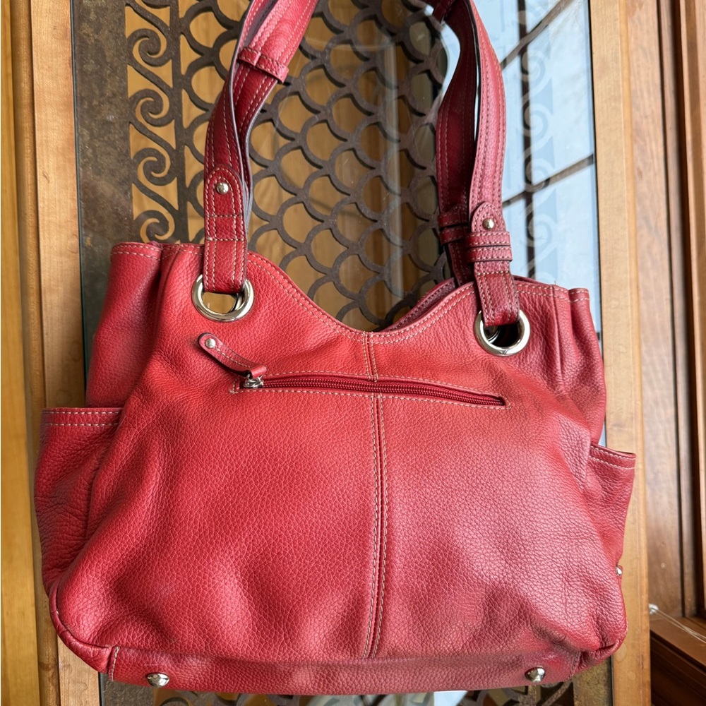 Red Smooth Leather Tignanello Handbag